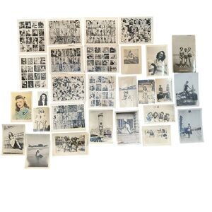 1940s 1950s Beach Swimsuit Headshots Snapshot Photo Lot Beautiful Women MCM